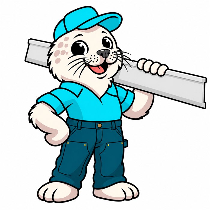 Sealed Siding seal mascot carrying a siding panel